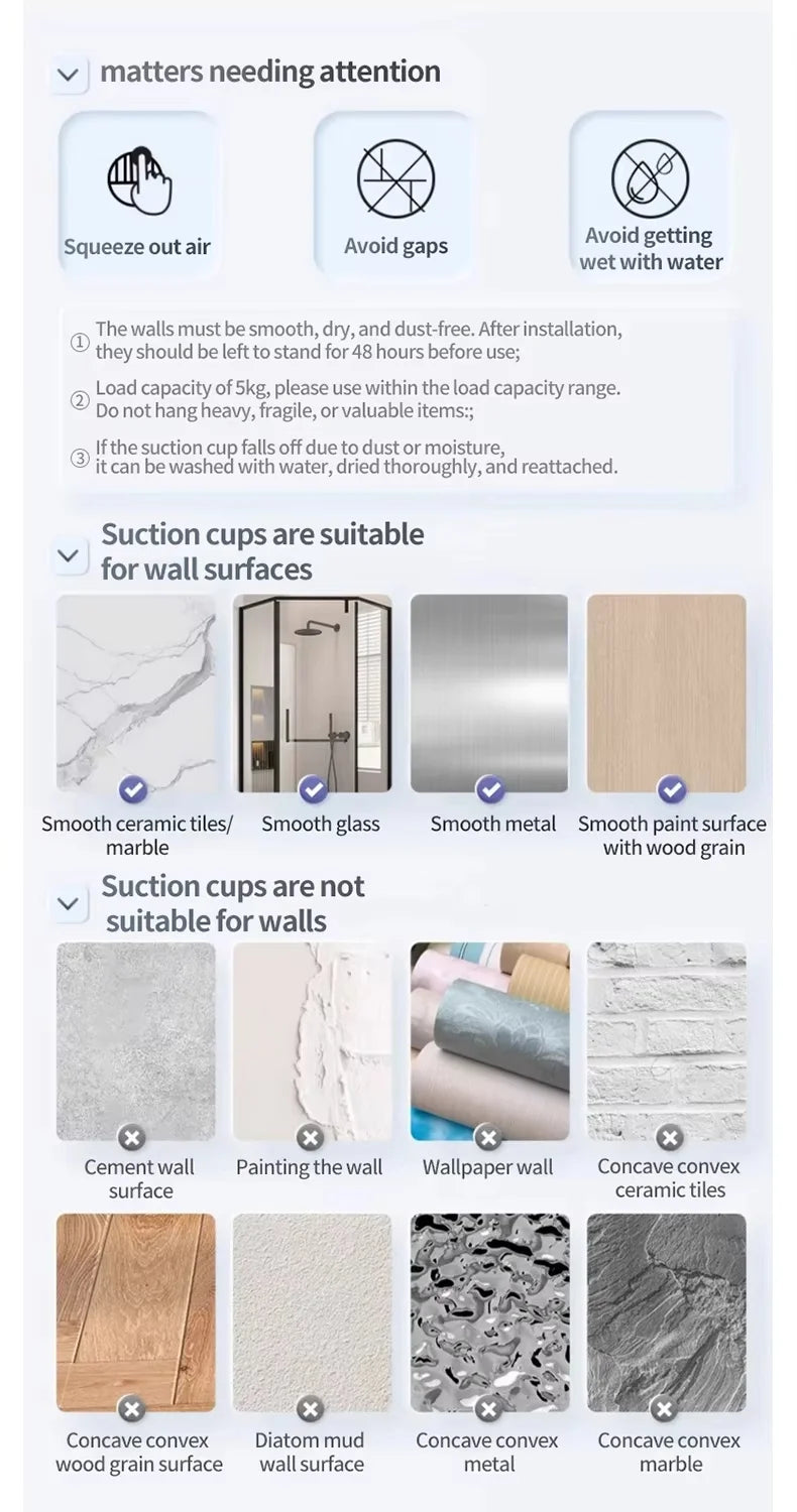 No-Drill Suction Cup Bathroom Shelf – Wall-Mounted Shower & Storage Organize