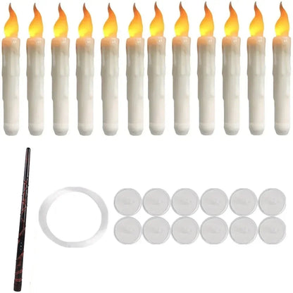 Floating LED Halloween Candles with Magic Wand – Flameless Flickering Hanging Candles 🕯️✨