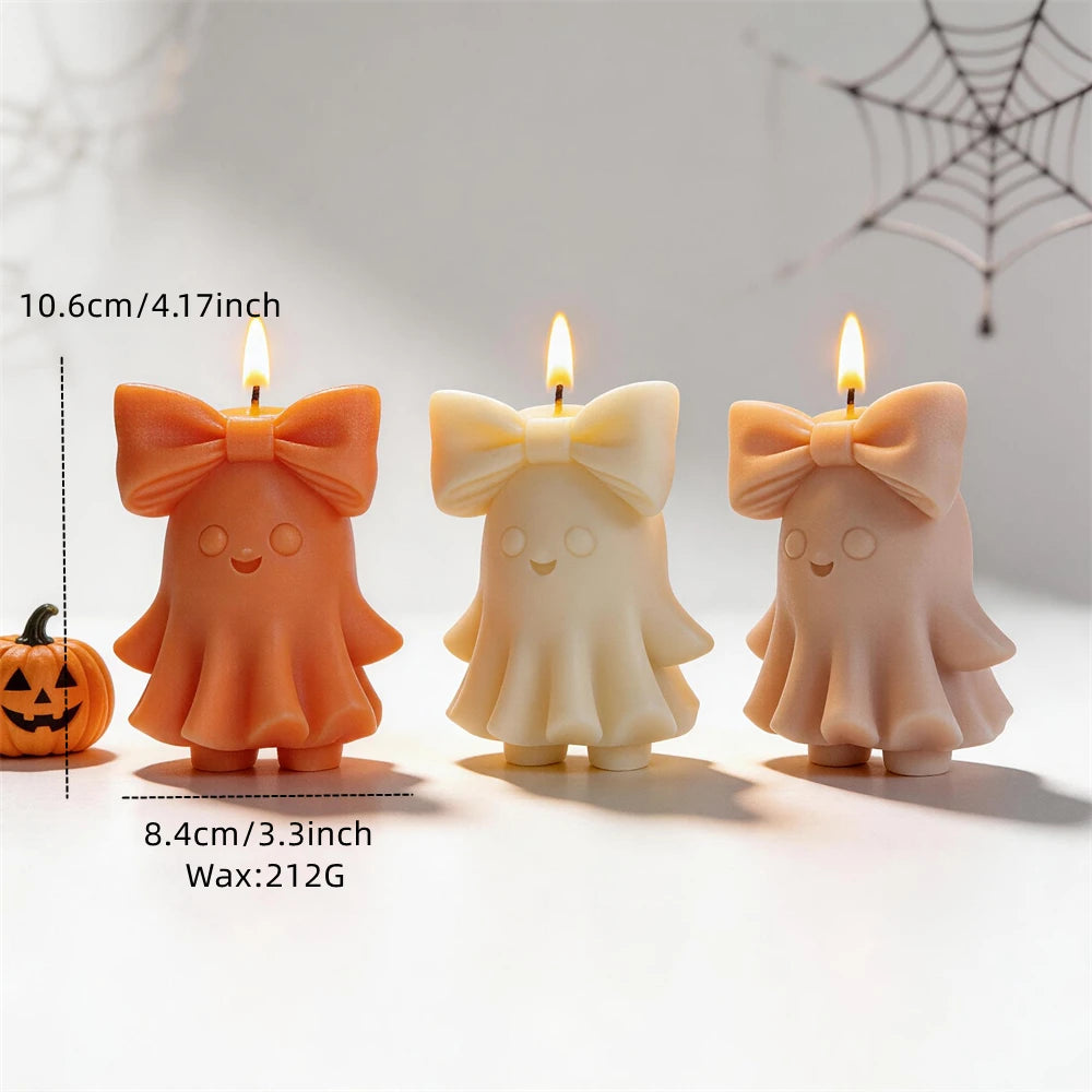 Cute Bowknot Ghost Silicone Candle Mold – Halloween DIY Craft 👻🎀