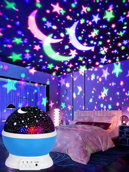 🌙 360° Rotating LED Star & Moon Projection Lamp – Acrylic Night Light & Room Decor