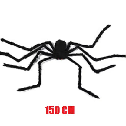 Giant Black Spider Halloween Decoration – 30–200cm Plush Outdoor Party Prop🕷️🎃