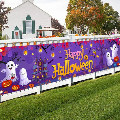 Halloween Hanging Banner – 200cm Pumpkin & Ghost Party Decoration