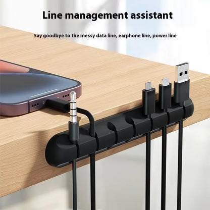 🔌 Self-Adhesive Silicone Cable Organizer – Desktop Cable Management Clips