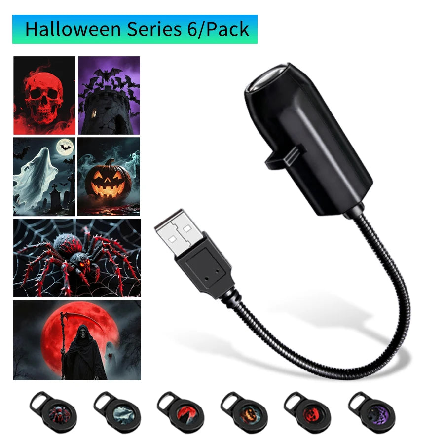 Halloween LED Moon Projector Night Light – Pumpkin Projection Lamp, USB Powered Ceiling & Wall Projector, Christmas Atmosphere Mood Light for Bedroom & Party Decor