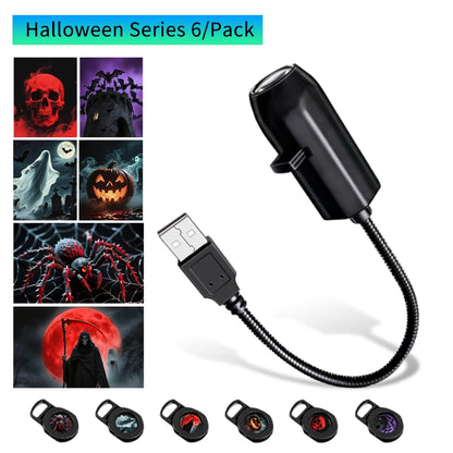 Halloween LED Moon Projector Night Light – Pumpkin Projection Lamp, USB Powered Ceiling & Wall Projector, Christmas Atmosphere Mood Light for Bedroom & Party Decor