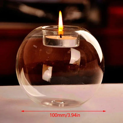 Elegant Round Glass Tealight Candle Holder – Minimalist European-Style Table Centerpiece for Home, Weddings & Parties