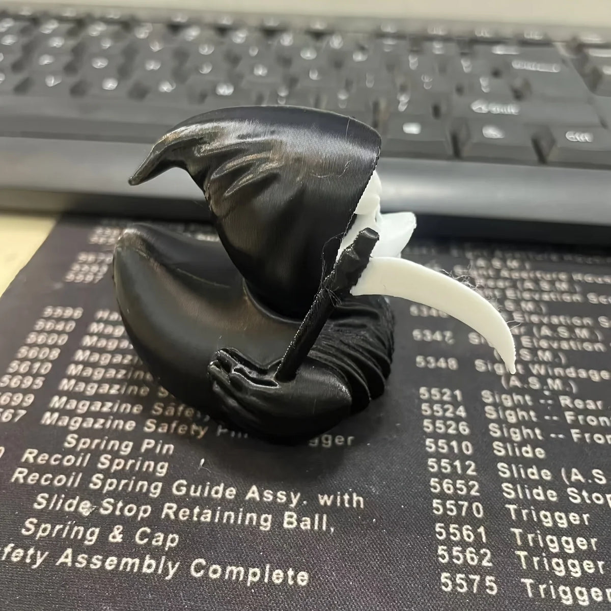 Grim Reaper Duck Statue – 3D Printed Halloween Skeleton Duck Decor