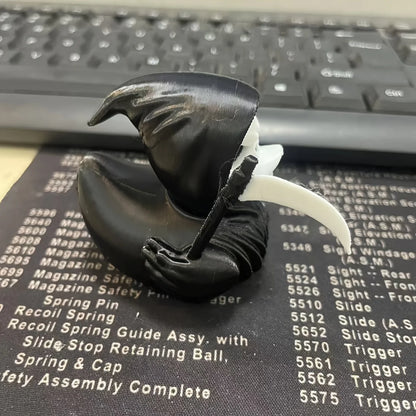 Grim Reaper Duck Statue – 3D Printed Halloween Skeleton Duck Decor