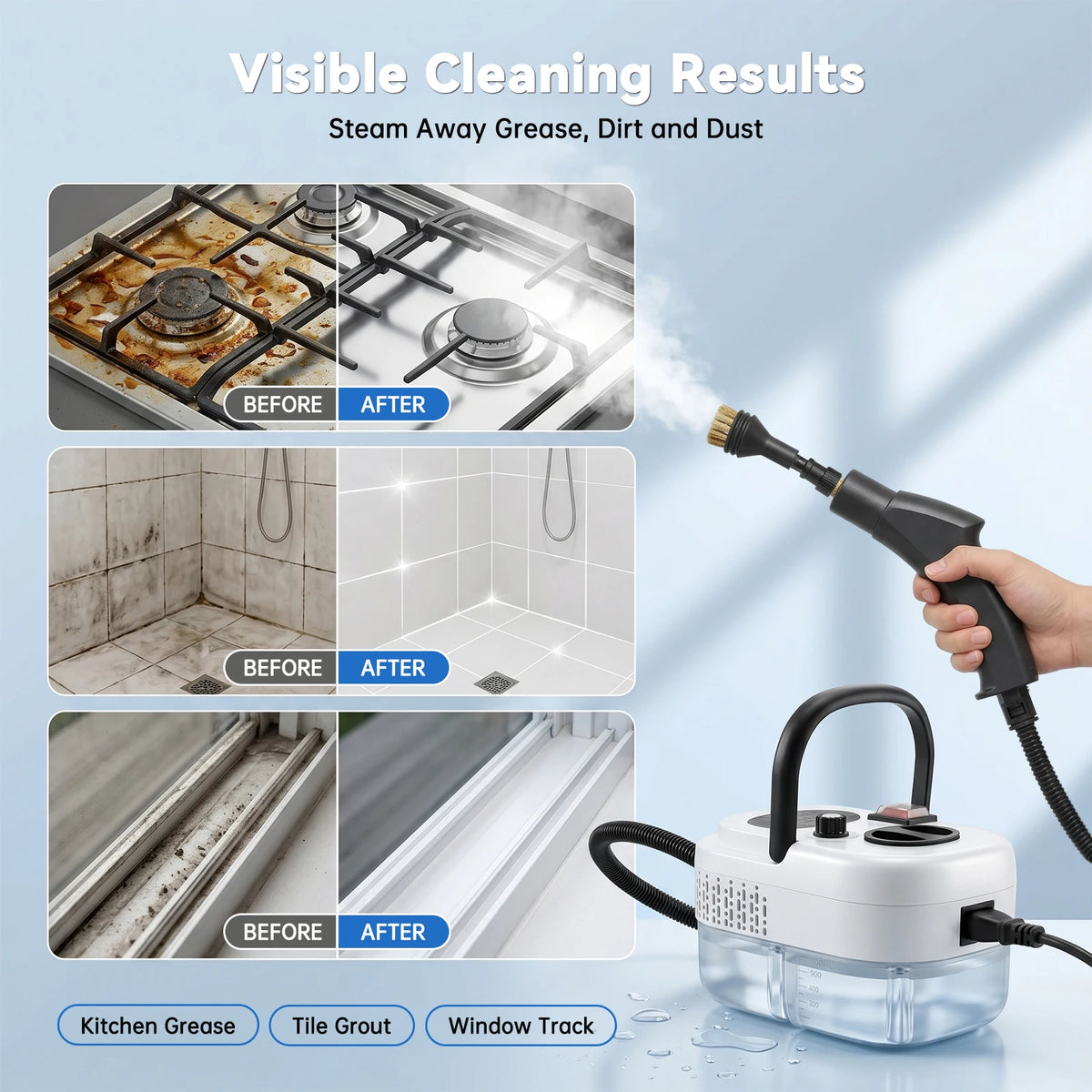 🧼 2500W Handheld Steam Cleaner – 105°C High-Temperature Steam, 3 Bar Pressure & 1200ml Tank