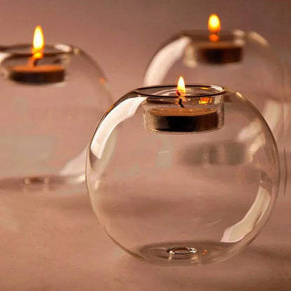 Elegant Round Glass Tealight Candle Holder – Minimalist European-Style Table Centerpiece for Home, Weddings & Parties