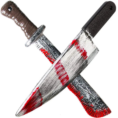 Halloween Fake Blood Prop – Plastic Knife & Axe Party Decoration