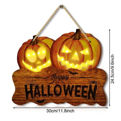 Light-Up Wooden Halloween Sign – Jack-O’-Lantern Pumpkin Decor