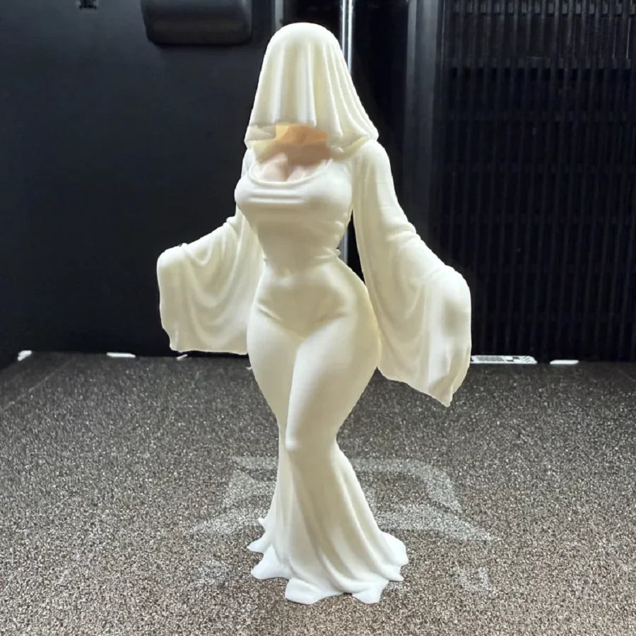 3D Printed Ghost Ornament – 12cm White Halloween Decoration