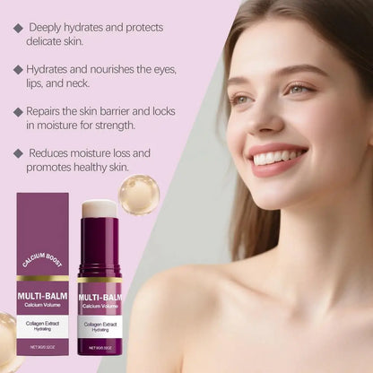 Calcium Volume Multi Balm Stick – Collagen Moisturizing & Hydrating Face Cream for Eyes, Neck & Face