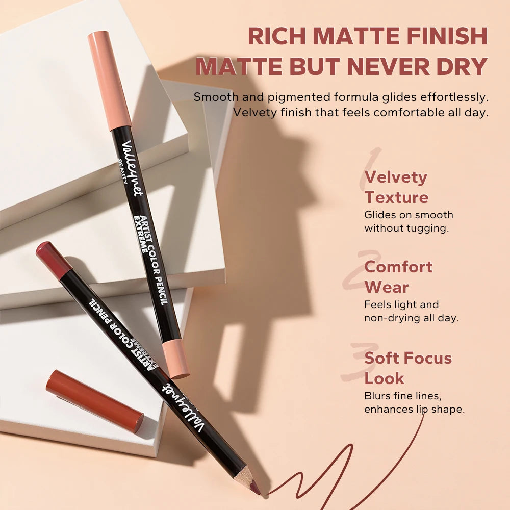 4-Piece Nude Brown Lip Liner Set – Long-Lasting Matte Waterproof Lip & Eye Makeup