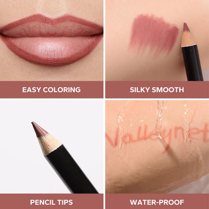 4-Piece Nude Brown Lip Liner Set – Long-Lasting Matte Waterproof Lip & Eye Makeup
