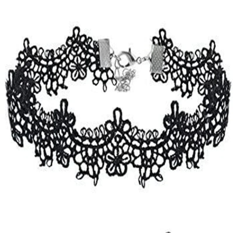 🖤 Gothic Lace Choker Necklace for Women – Vintage Steampunk Dark Lolita Halloween Jewelry 🕸️🎃
