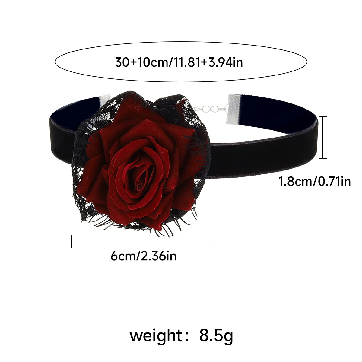Gothic Lace Rose Choker Necklace – Neo-Gothic Women's Neck Accessory