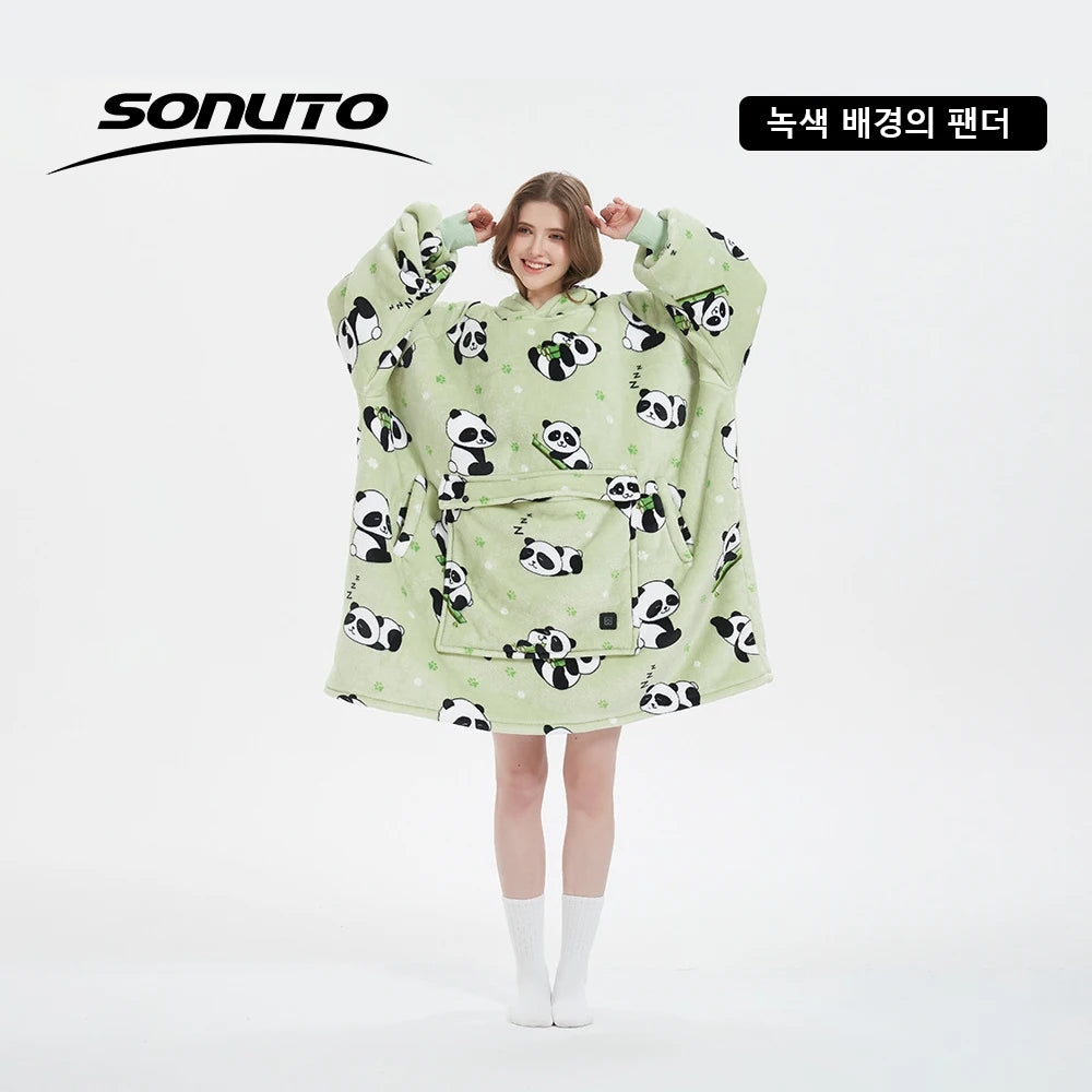 USB Electric Heated Hoodie Blanket