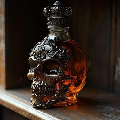 Skull Whiskey Bottle Decor – Vintage Skeleton Glass Bottle 🥃💀