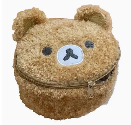 Cute Bear Plush Makeup Bag – Double-Layer Cosmetic Organizer with Mesh Pocket & Zipper