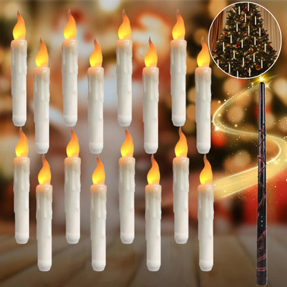 Floating LED Halloween Candles with Magic Wand – Flameless Flickering Hanging Candles 🕯️✨