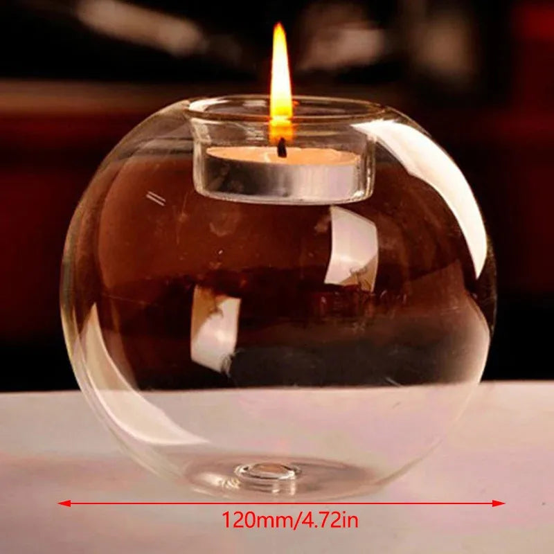 Elegant Round Glass Tealight Candle Holder – Minimalist European-Style Table Centerpiece for Home, Weddings & Parties