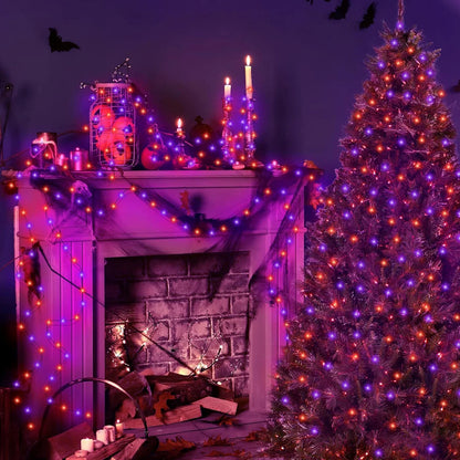 5M–20M Halloween LED String Lights – Purple & Orange Fairy Lights, Battery Powered Outdoor Lights for Halloween, Christmas, Garden & Party Decor