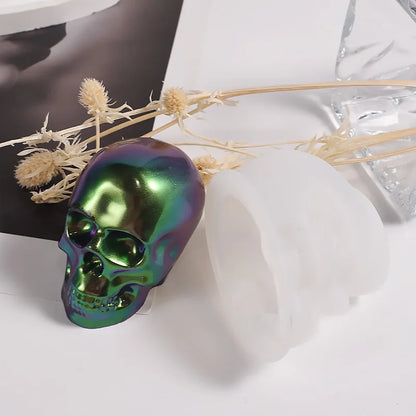 Skeleton Head Silicone Mold – DIY Skull Mold for Epoxy Resin, Candle Making, Keychains, Pendants & Halloween Crafts