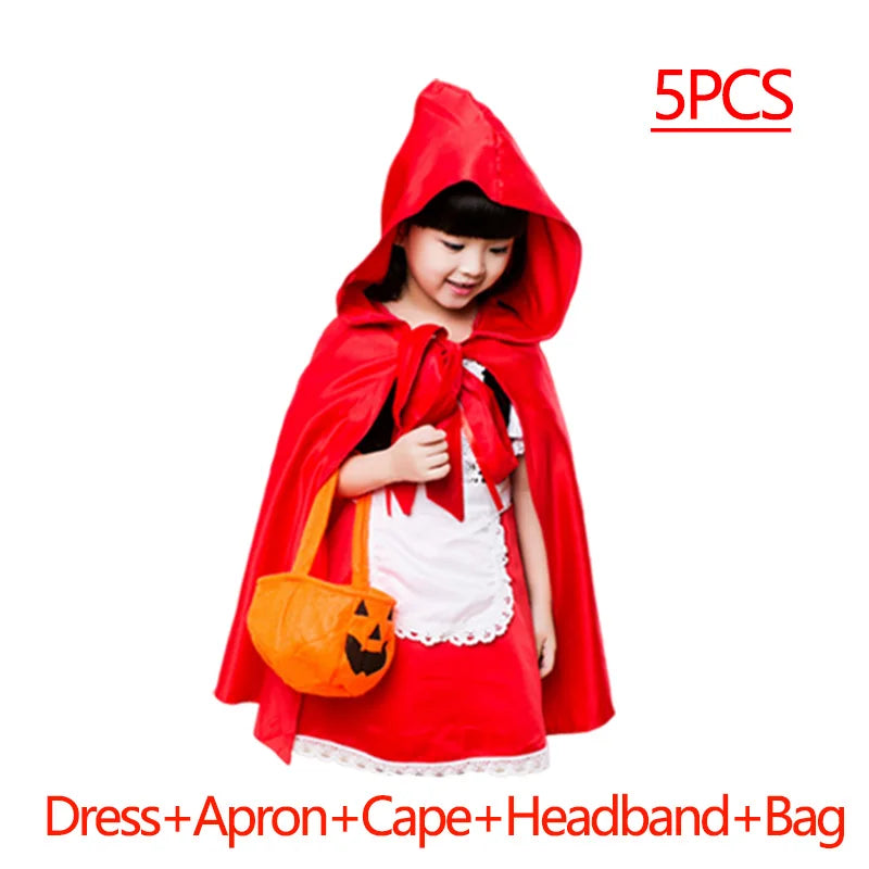 Halloween Costume for Girls Dress Scarlet Witch Vampire Devil Ghost Carnival Party Dress Up Hoodwinked Suit Kids Cosplay Clothes