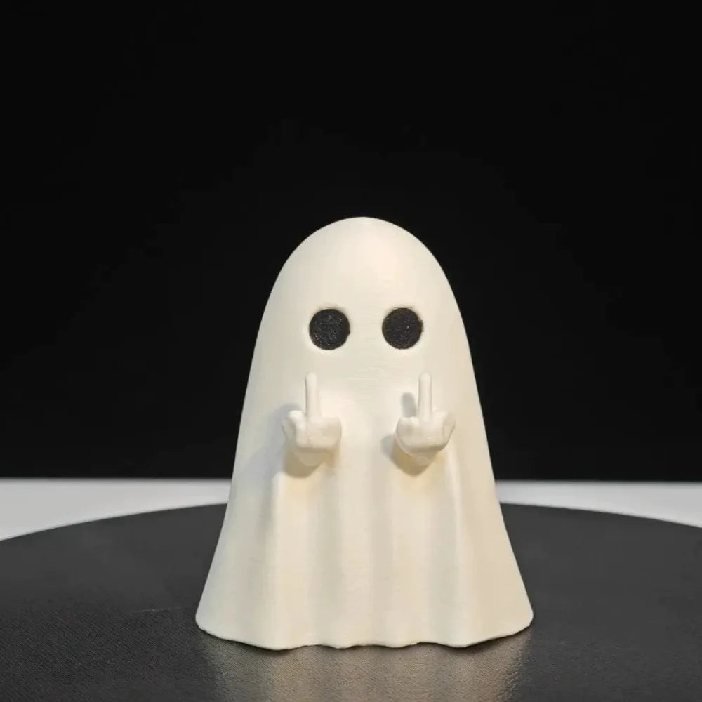 Cute Ghost Middle Finger Statue – Spooky Halloween Decor 👻🖕🎃