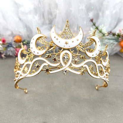 🌙 Gothic Moon & Star Tiara – Dark Queen Crown for Women | Celestial Vintage Headpiece 👑✨