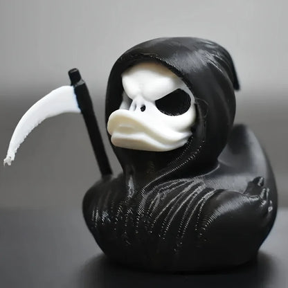 Grim Reaper Duck Statue – 3D Printed Halloween Skeleton Duck Decor