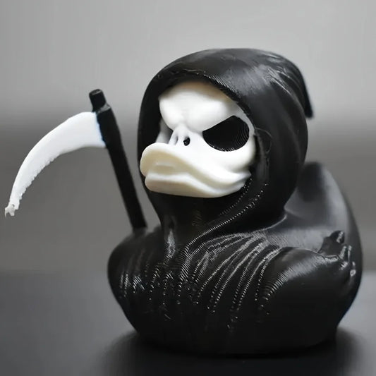 Grim Reaper Duck Statue – 3D Printed Halloween Skeleton Duck Decor