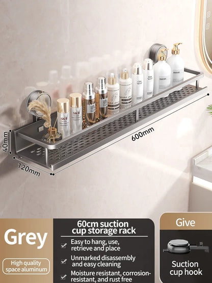 No-Drill Suction Cup Bathroom Shelf – Wall-Mounted Shower & Storage Organize