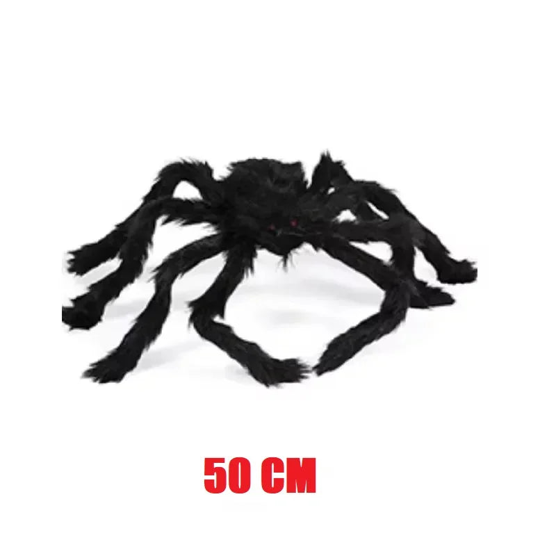 Giant Black Spider Halloween Decoration – 30–200cm Plush Outdoor Party Prop🕷️🎃