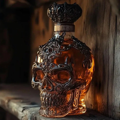 Skull Whiskey Bottle Decor – Vintage Skeleton Glass Bottle 🥃💀