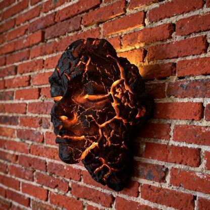 🖤 Cracked Soul LED Wall Light – Black Lava Design with Glowing Orange Cracks