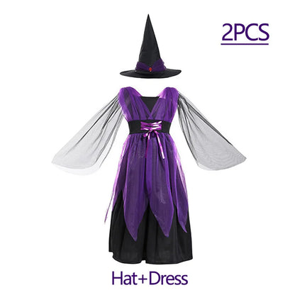 Halloween Costume for Girls Dress Scarlet Witch Vampire Devil Ghost Carnival Party Dress Up Hoodwinked Suit Kids Cosplay Clothes