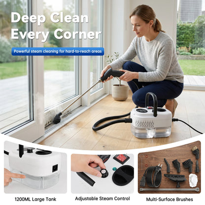 🧼 2500W Handheld Steam Cleaner – 105°C High-Temperature Steam, 3 Bar Pressure & 1200ml Tank