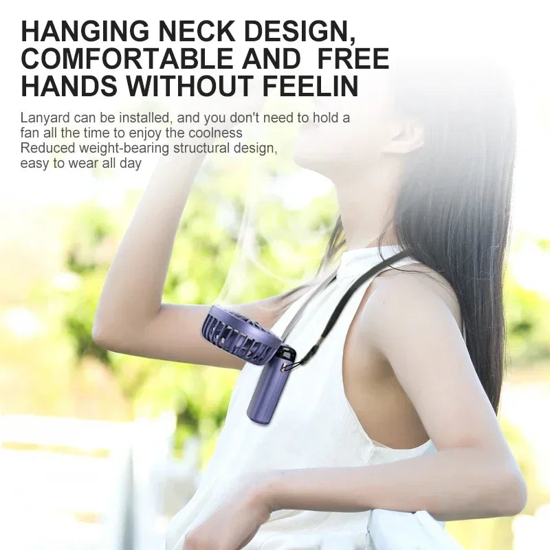Portable Mini Fan – 5-Speed Rechargeable Handheld, Neck & Desktop Fan with LED Display, Phone Stand & 1800mAh Battery
