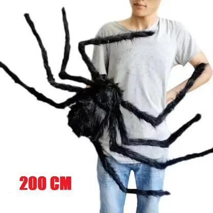Giant Black Spider Halloween Decoration – 30–200cm Plush Outdoor Party Prop🕷️🎃