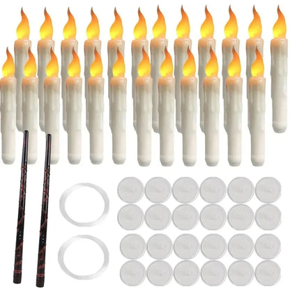 Floating LED Halloween Candles with Magic Wand – Flameless Flickering Hanging Candles 🕯️✨