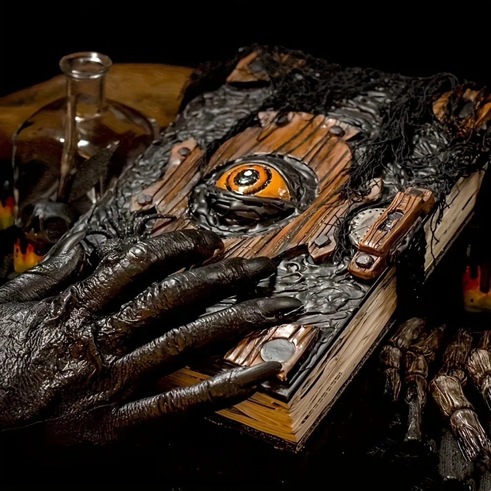 👁️ Creepy Devil Eye Gothic Book Decor – Halloween Horror Ornament