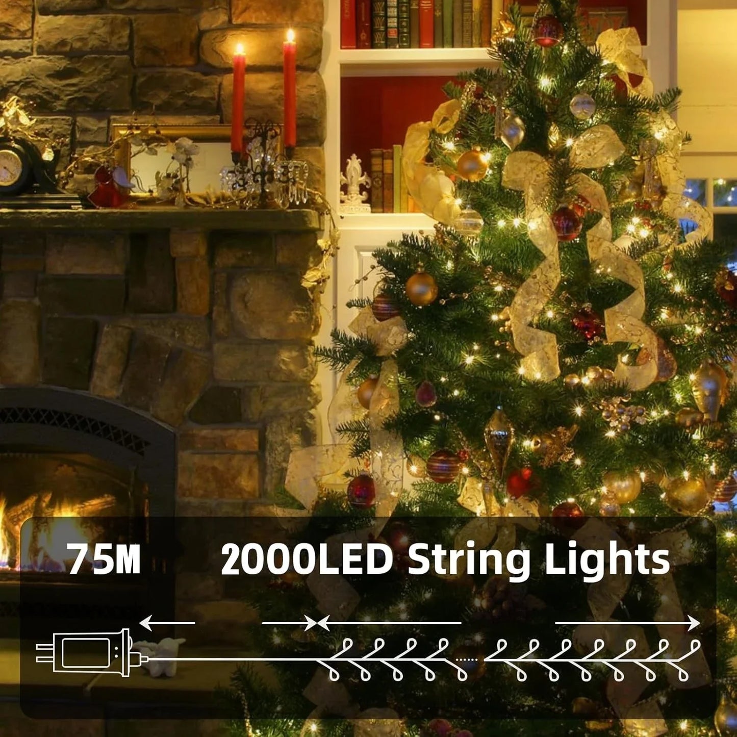 LED Firecracker String Lights with Remote Control – IP65 Waterproof Christmas & Halloween Decorative Lights