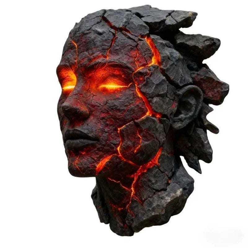 Cracked Soul Face Wall Light – Angel-Inspired Resin Wall Decor