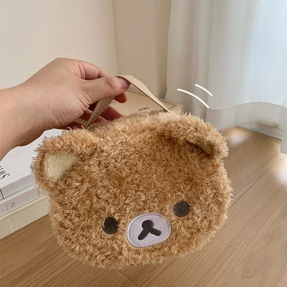 Cute Bear Plush Makeup Bag – Double-Layer Cosmetic Organizer with Mesh Pocket & Zipper