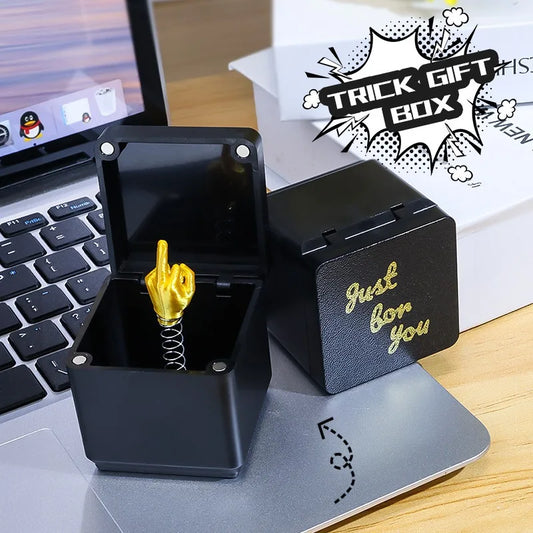 Funny Middle Finger in a Box – Novelty Desk Decor & Gag Gift for Office, Home, Halloween & Birthdays