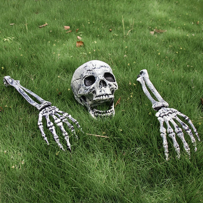Halloween Skeleton Ground Stakes – Skull & Bone Hands Lawn Decorations