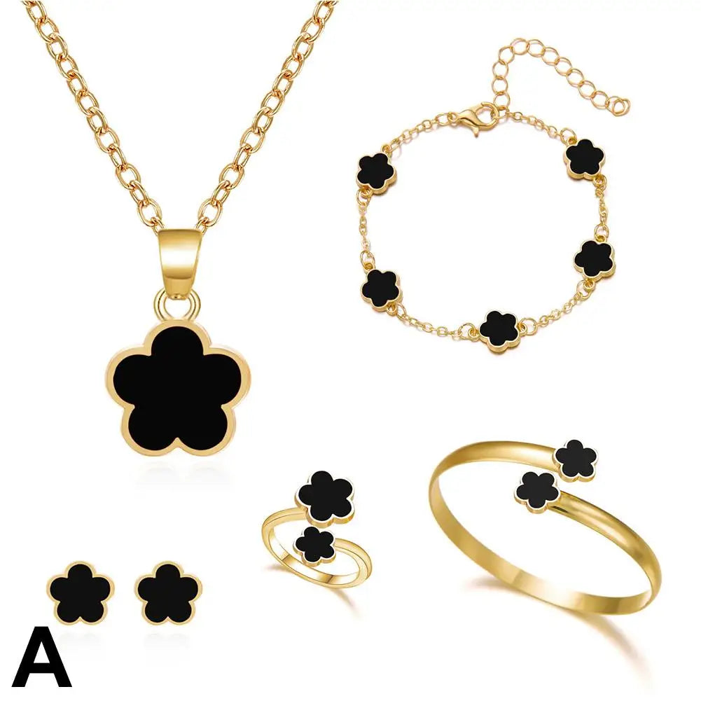Elegant Five-Leaf Clover Jewelry